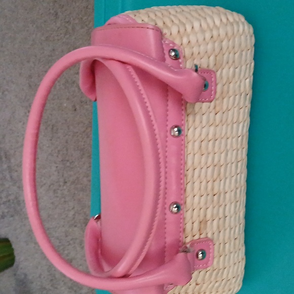 Liz Claiborne  Pink and Straw Purse - Picture 4 of 9